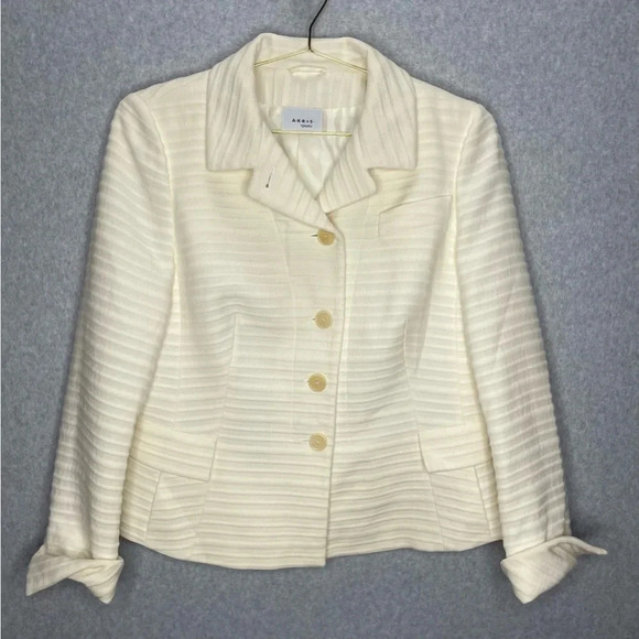 Akris Punto Wool Blazer Jacket Cream Textured - Picture 1 of 6